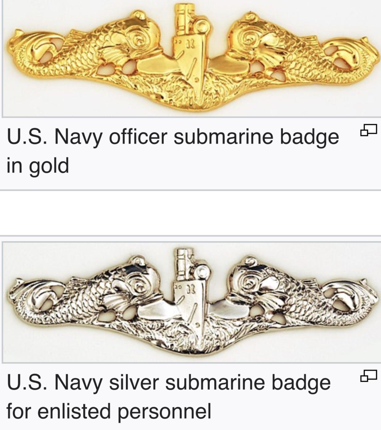Dolphin badge of United States Navy submarine force