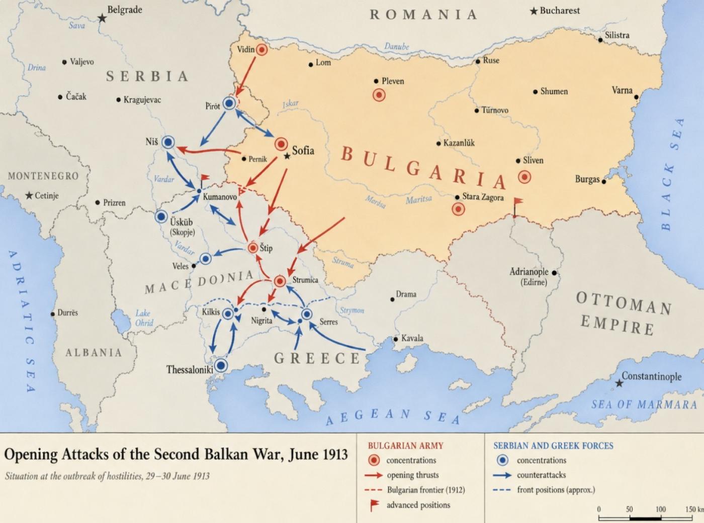 Map of 2nd balkans war 