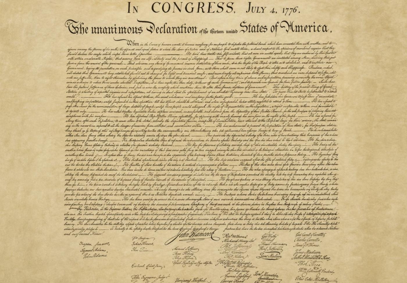 Historical event 4th July independence document USA 