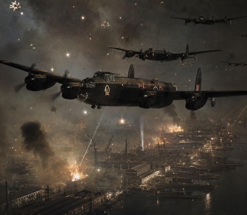 Lancaster bombing mission raid on u-boat pens Danzig Poland