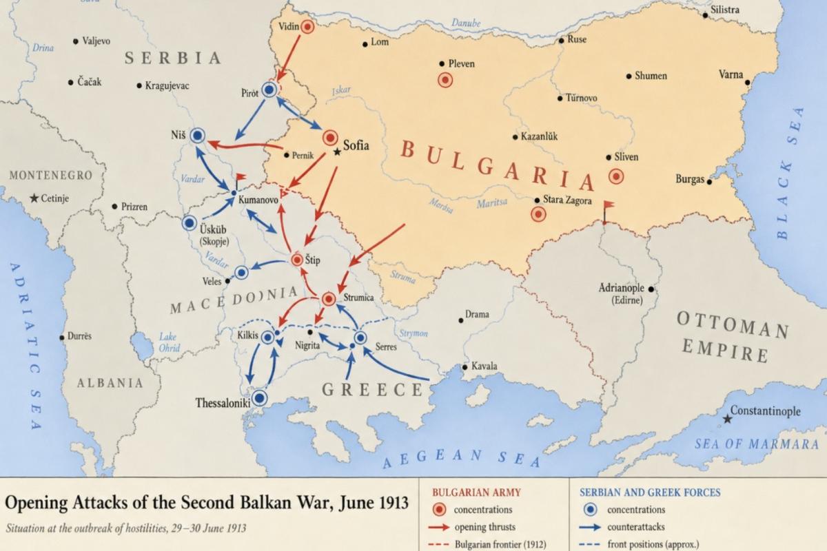 Map of 2nd balkans war 