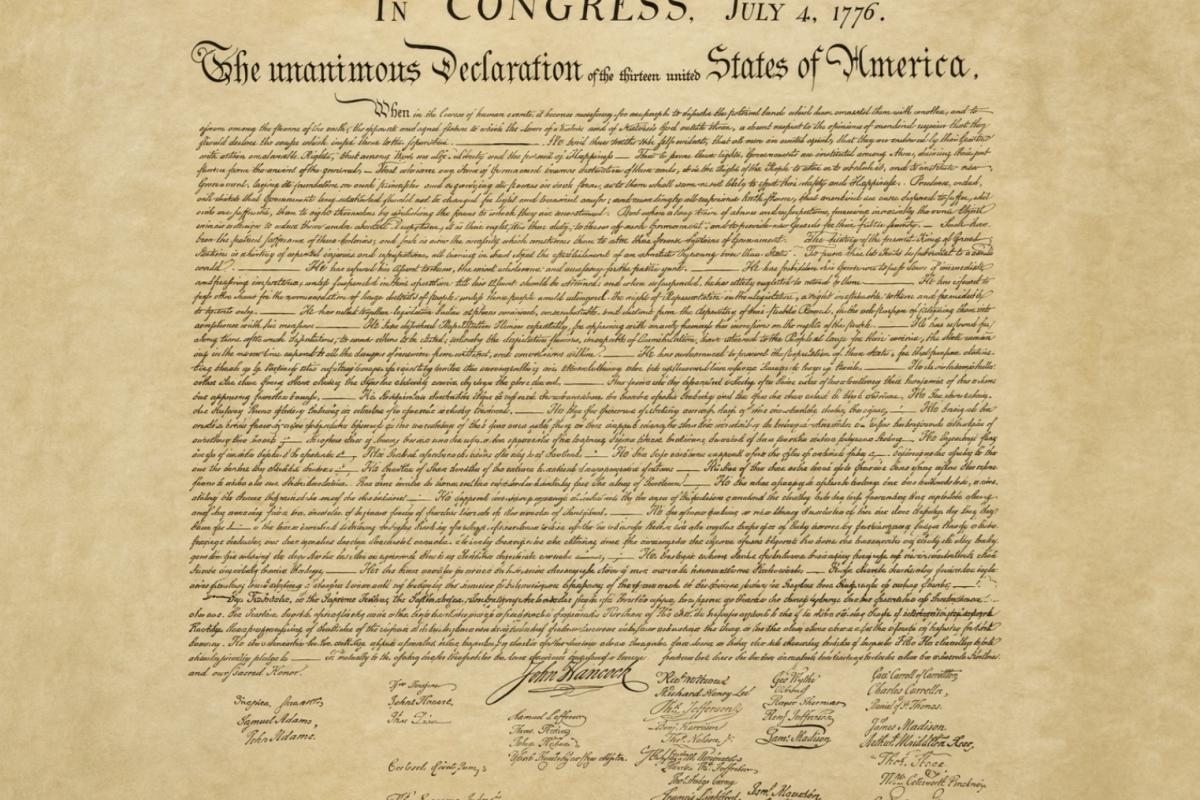 Historical event 4th July independence document USA 